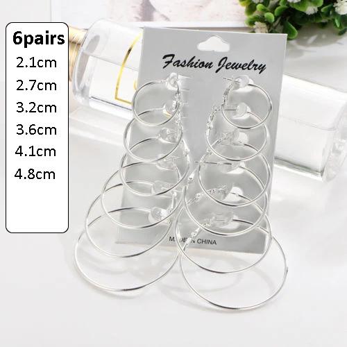 6Pairs /12Pairs Punk Hoop Earrings Set Big Circle Earrings Jewelry For Women Girls Steampunk Ear Clip Punk Earring Ear Ring