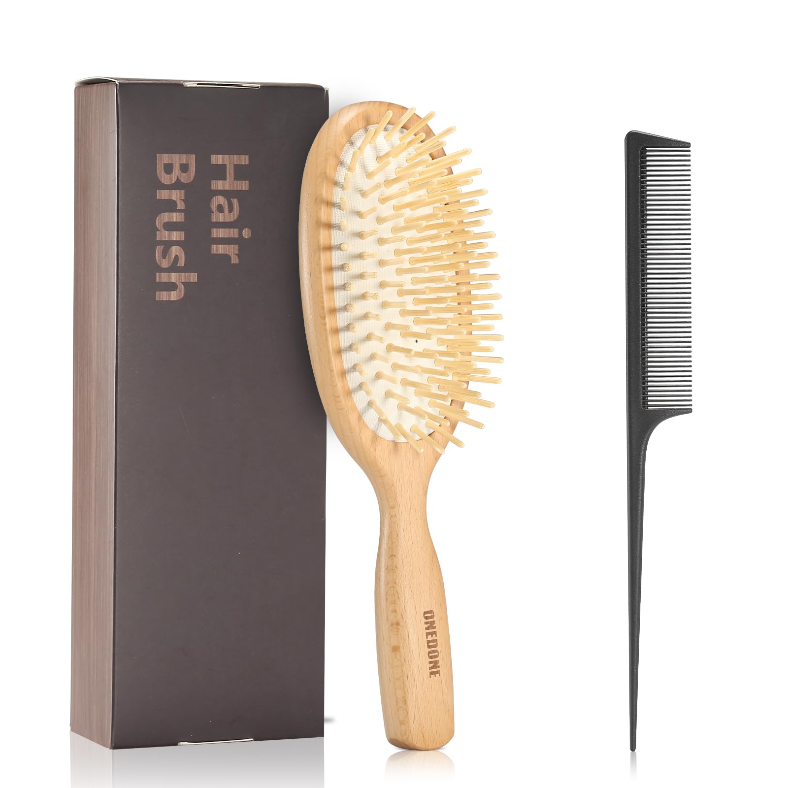 

ONEDONE Hairbrush, Paddle Brush, Comb, Popular Wooden Hair Comb for Men, Women, and Children, Premium Hair Care, Smooth, Shiny Hair, Tangle-Free
