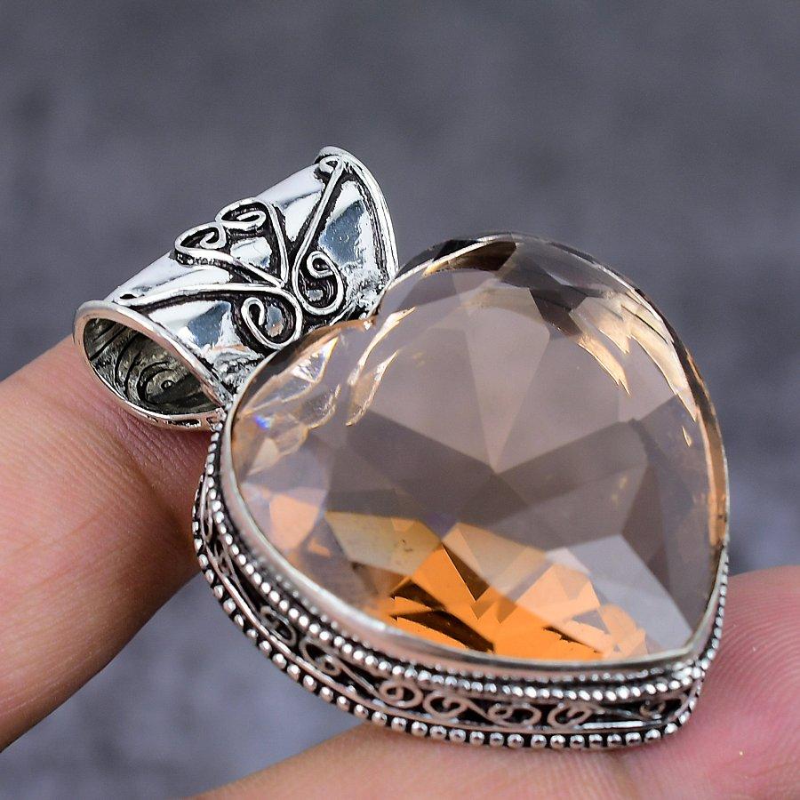 Natural Morganite Gemstone 925 Sterling Silver Jewelry Pendant 1.77" O2c45