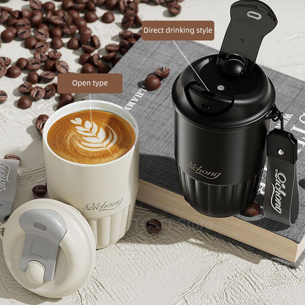 Tazza Termica da Caffè in Acciaio Inossidabile a Doppia Parete, Isolamento Sottovuoto, Rivestimento Interno in Ceramica, 410ml, Tumbler, Regalo