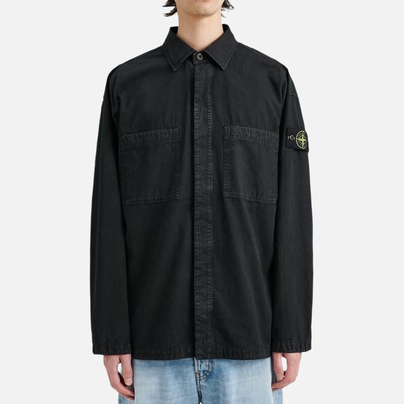 STONE ISLAND Shirts Men's Black Lapel Moderate Other 7915112WN-V0129