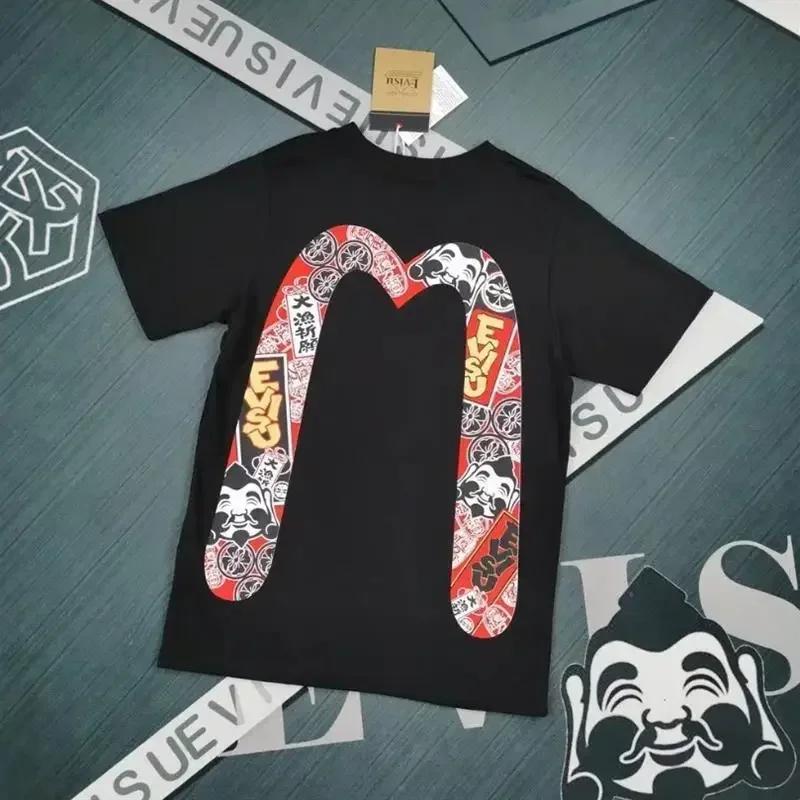 24 Fushen Dharma Buddha Head Stitching Large M Print Cotton Short Sleeve and WoRound Neck Letter T-shirt