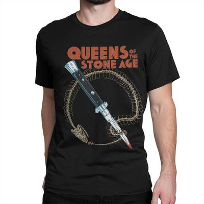 Férfi Queens of The Stone Age Pólók 100% Pamut Ruházat Vintage Rövid Ujjú Kerek Nyakú Póló Nagy Méretű Póló