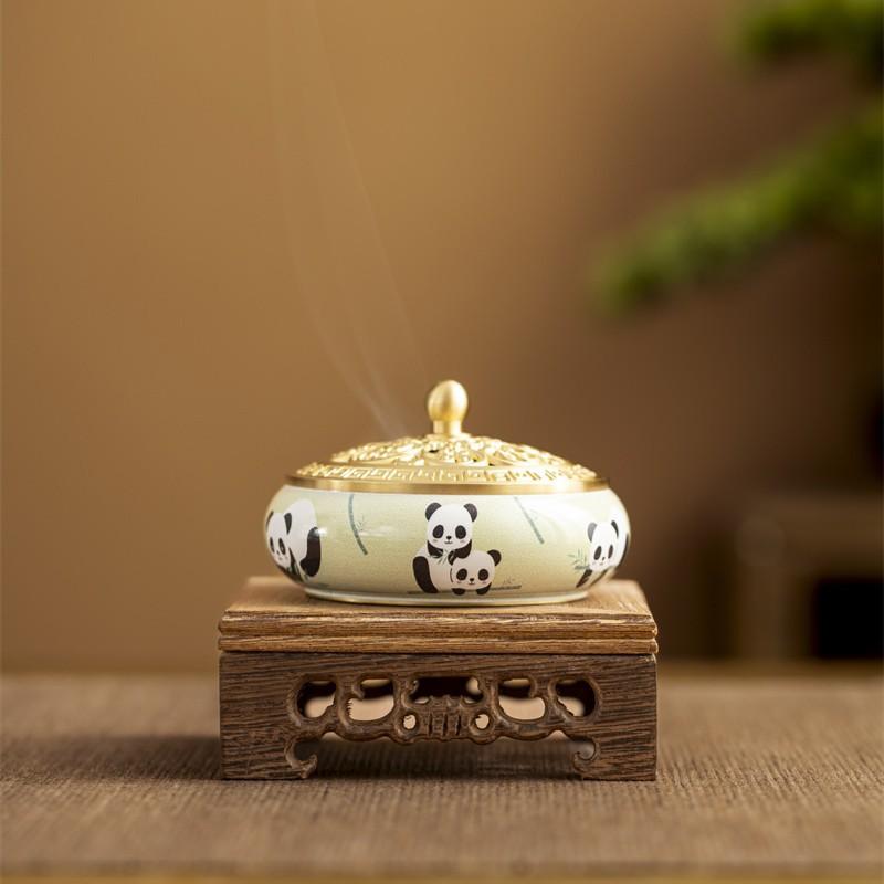 Ceramic Incense Burner with Incense Handmade Smudging Burn Bowl for Stick or Coil Incense Sage Cones Frankincense and Mosquito