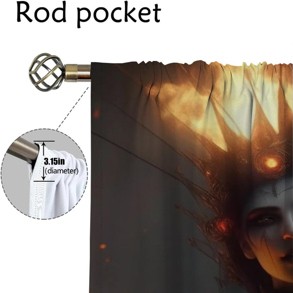 Anti-mosquito Curtains for Camera Eerie Atmosphere of Dark Fantasy Home Interior Curtains 2 Pieces Blackout Curtain Shades Room