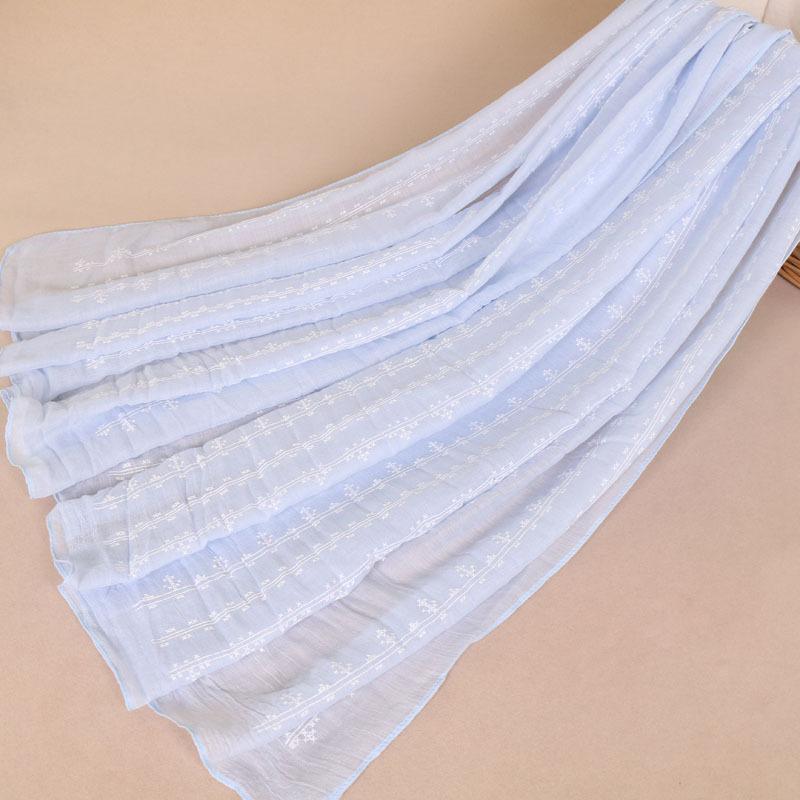 Cotton foam printed women's long scarf, monochrome cotton yarn popular scarf shawl