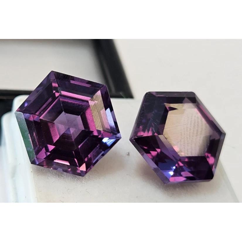 Alexandrite Color Changing Natural 21-22 Ct Hexagon Cut Pair Stunning Gemstone