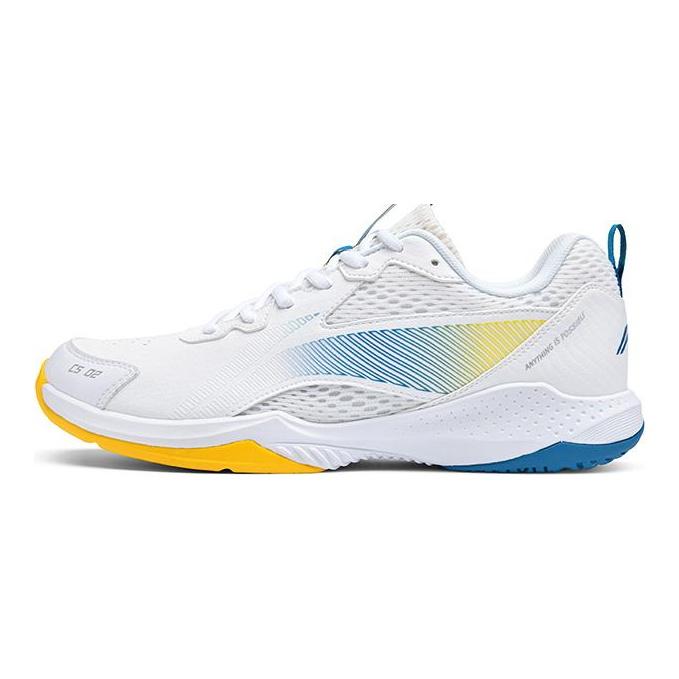 Li Ning Badminton-Schuhe Unisex Niedrig geschnitten Standard Weiß/Leuchtend Gelb AYTU011-2