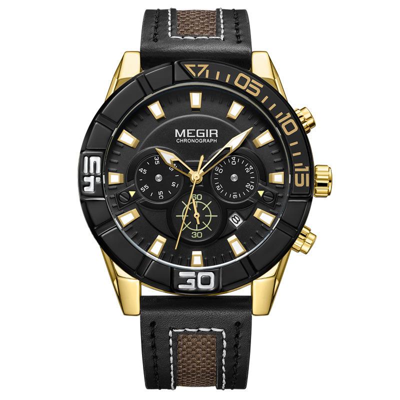 Watch Men'S, Waterproof Chronograph Calendar Large Dial Men'S Watch Quartz Watch 2066