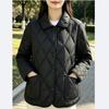 Spring/Autumn Women's Outerwear, Doll Collar Rhombus Quilted Padded Coat, High-Quality Women's Clothing, Popular Top