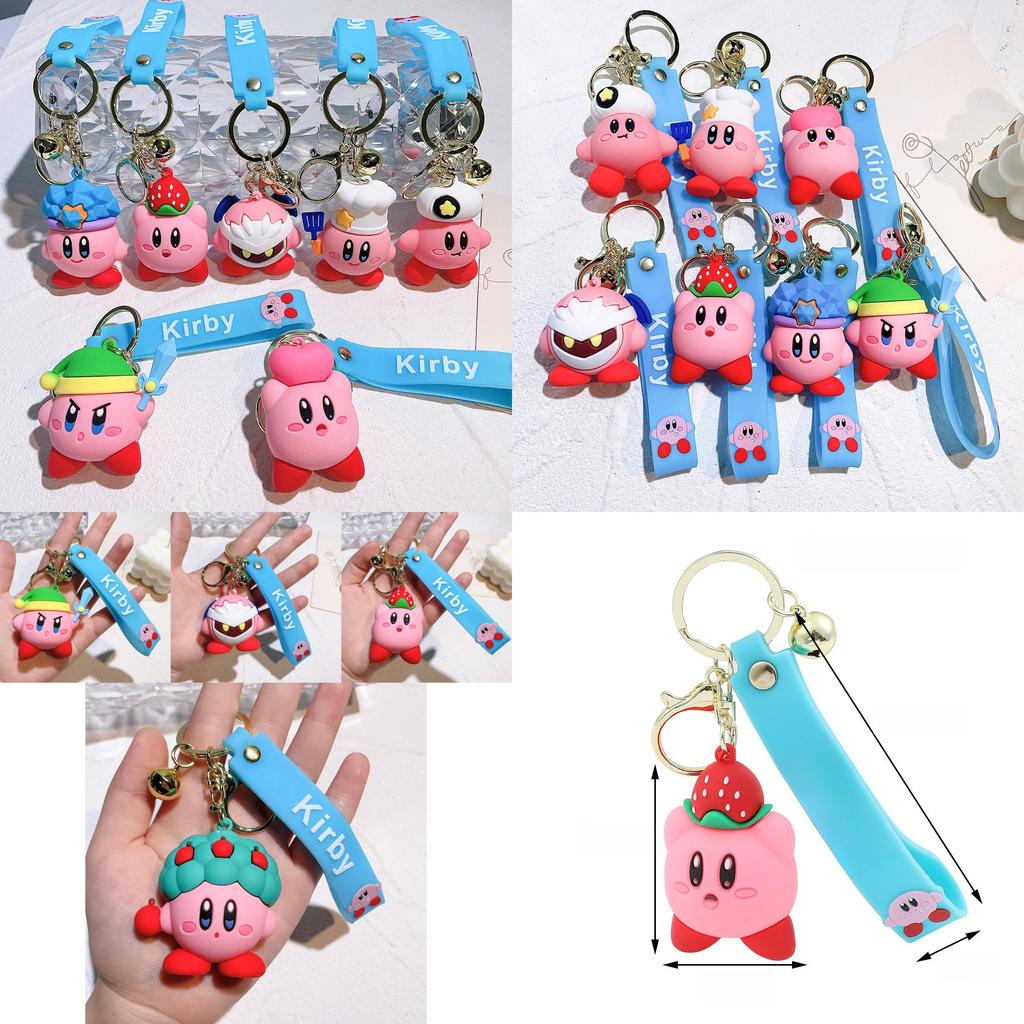 Charming Kirby Keyring Cute Cartoon Figurine Bag Pendant And Key Holder