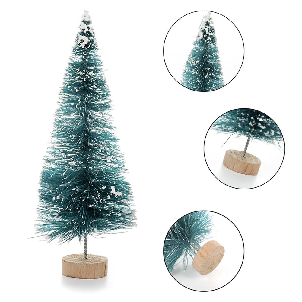 66pcs Mini Artificial Xmas Trees Sisal Snow Pine Trees with Wooden Base for Xmas Decor Party Home Table Craft