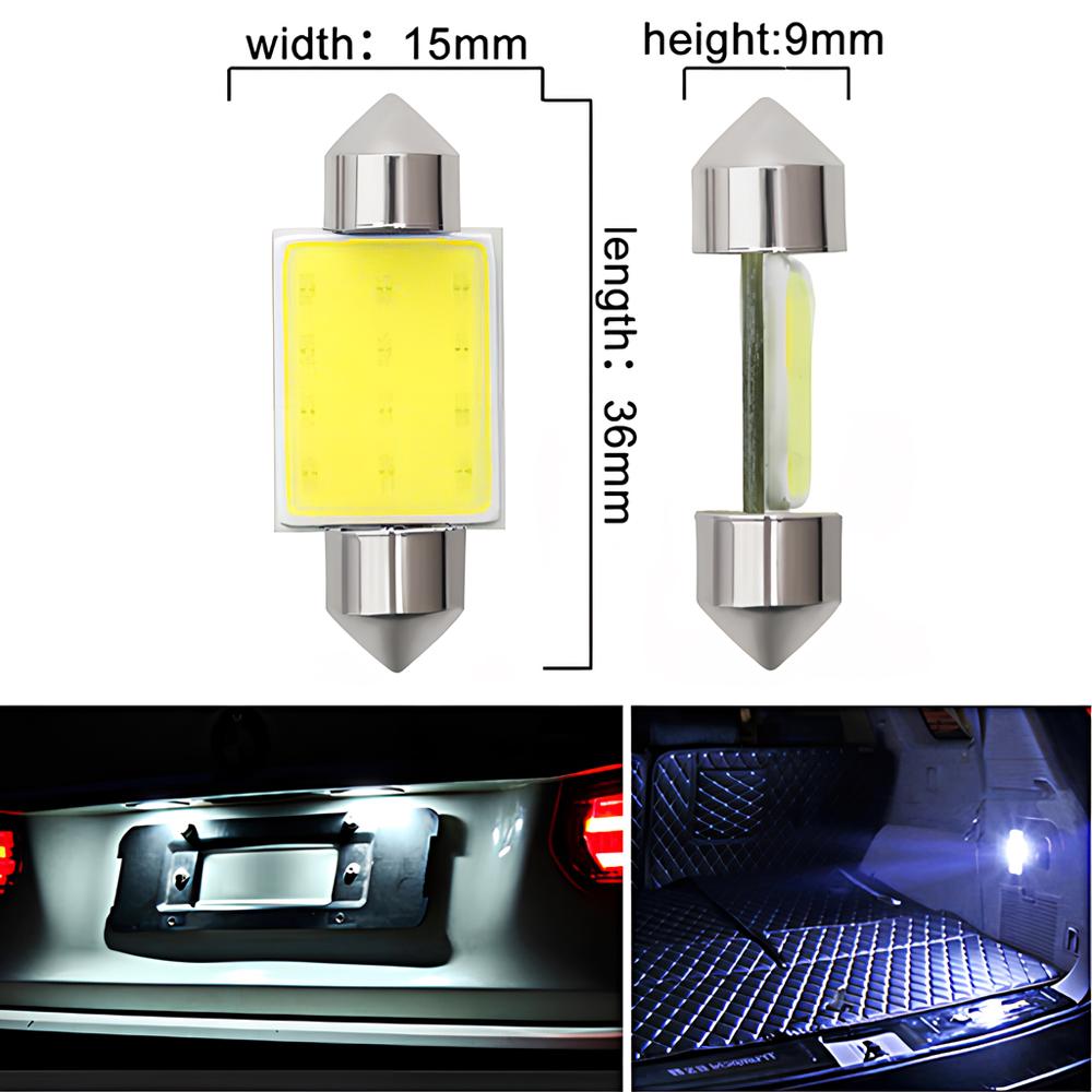 2PCS White Cob 12Led Festoon Dome Lights Reading Lamp 31mm 36mm 39mm 41mm C5W C10W Auto Led Door Backup Bulb Tail Bulbs DC 12V Trunk