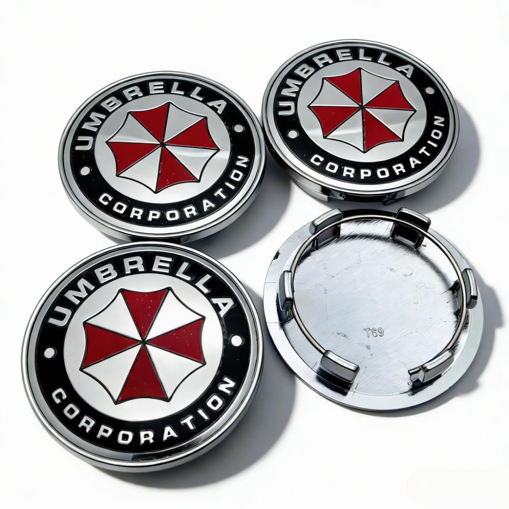 4pcs Umbrella Logo Emblem Car Wheel Center Caps OD 69MM Clips 56MM Wheels Hub Dust Cap Rim Hubcaps Cover Replace Car Accessories