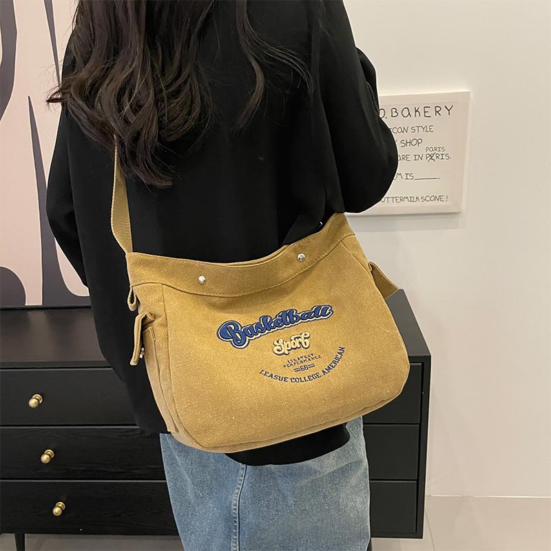 Monochromatic large capacity crossbody bag for women printed letter canvas simple fashionable