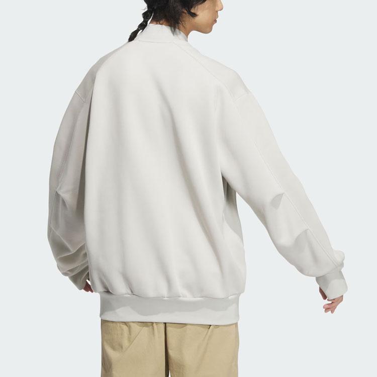 Adidas Spacer Bomber Jacket Solid Color Loose Fit Flight Sports Casual Jacket Men Jacket Talc JJ3789