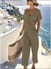 European & American Women's Fashion: Solid Color Irregular Short Sleeve Summer Set