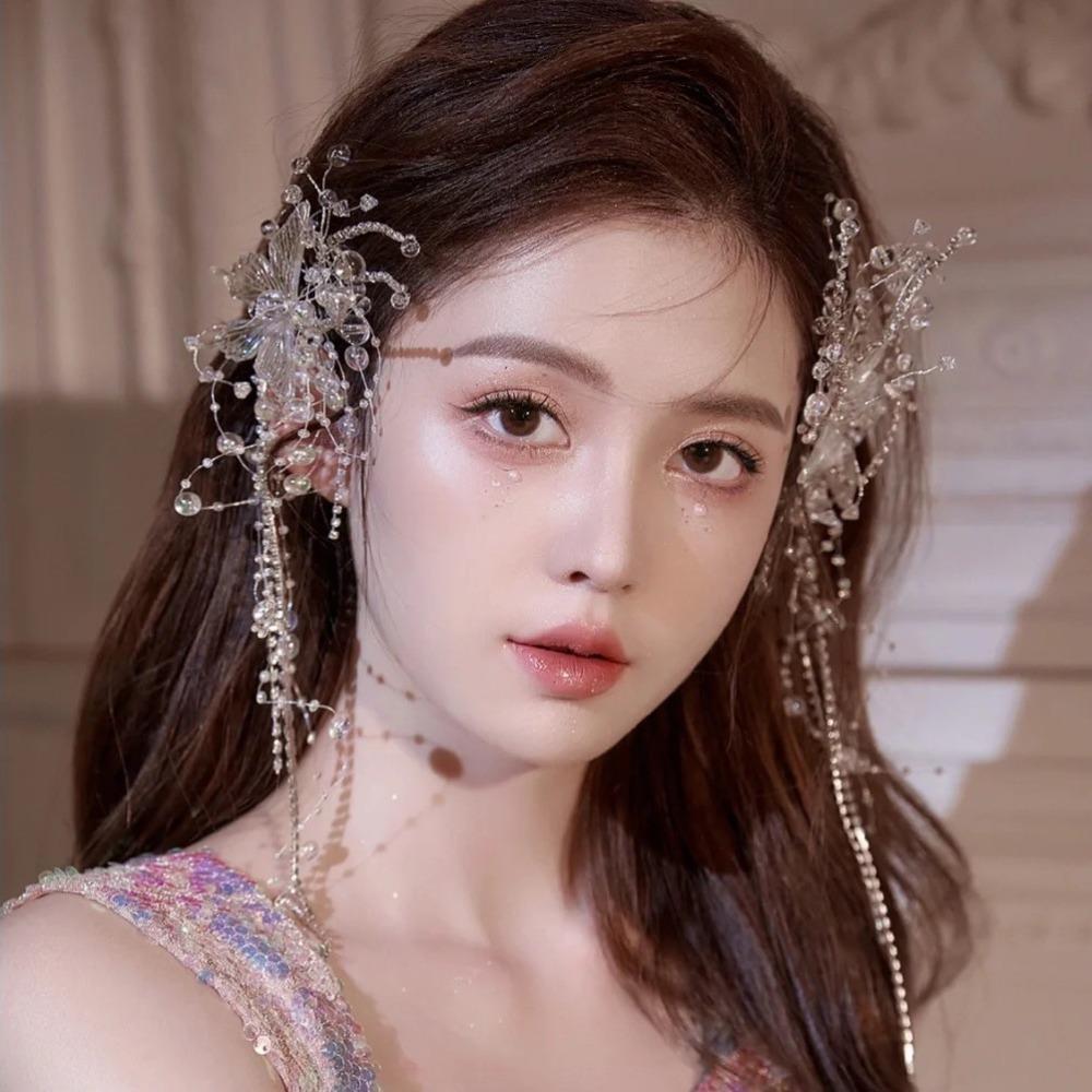 

Головной убор с блестящими ушками феи, большой боковой зажим, нежные свадебные когти для волос