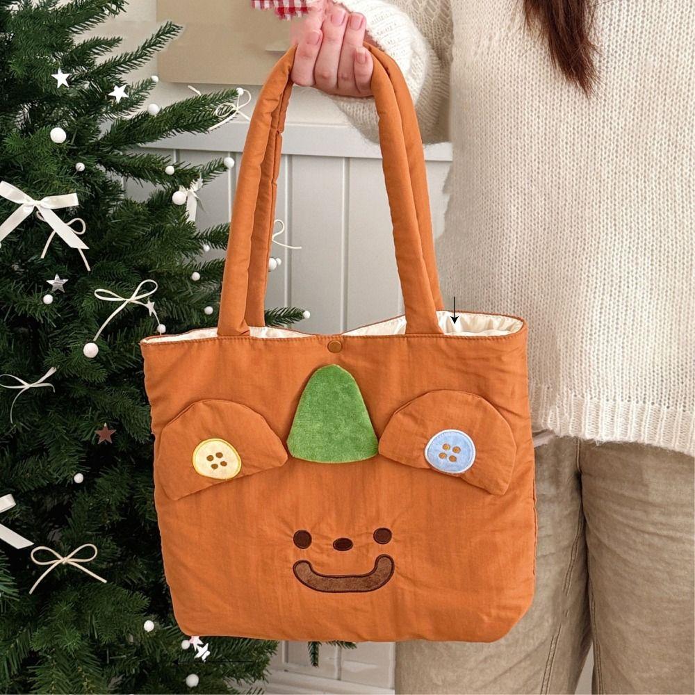 Japanese Style Embroidered Tote Bag Kawaii Cute Shoulder Bag Casual Cartoon Canvas Handbag Outdoor