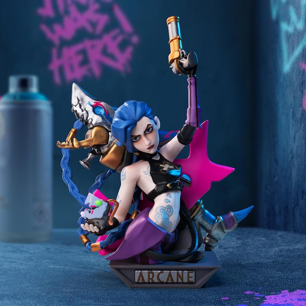POP MART League of Legends Arcane Series Pop Mart Gachapon Cutie Oarbă Figurină Model Plastic Jucărie Premium PVC Vinil Moale Personaj Original Cadou de Ziua de Naștere