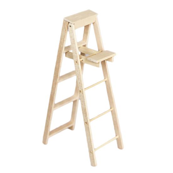 Ladder Sturdy Mini Size Wood 1:12 Miniature Dollhouse Ladder for Home