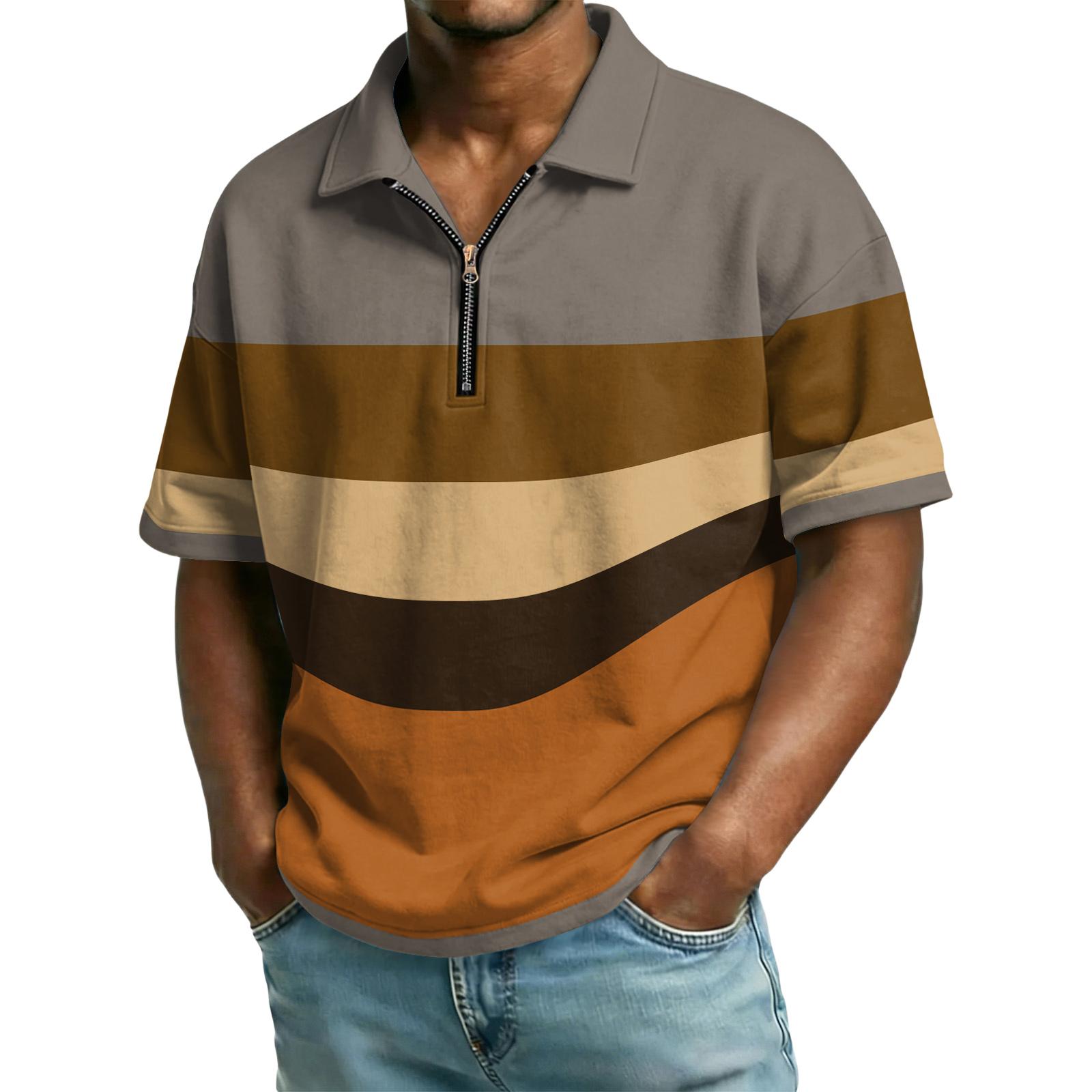 

Мужская повседневная футболка с воротником и молнией на шее, с коротким рукавом XXXL