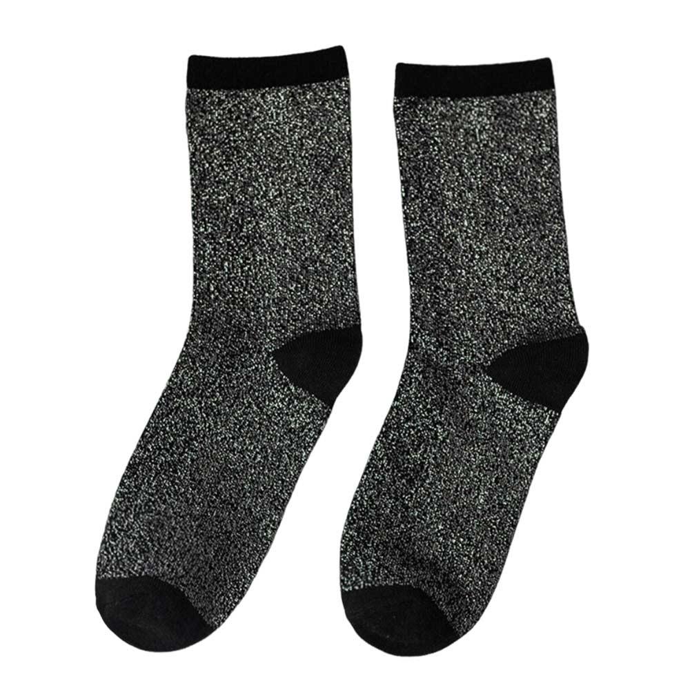 Hochwertige Metallic-Faden Damensocken Bunte Elastische Sportsocken Glänzende Atmungsaktive Crew-Socken Tägliches Tragen