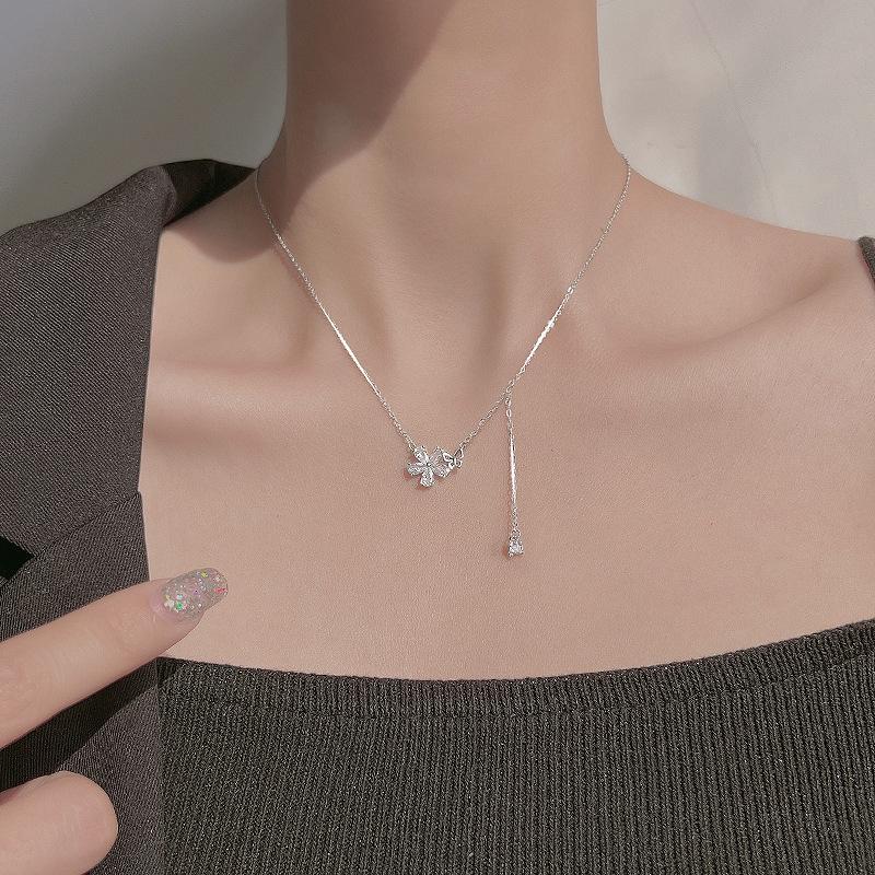 Simple Wind Round Bead Fringed Necklace Female Collarbone Chain Cold Wind Gift Adjustable Choke Neck Chain Female