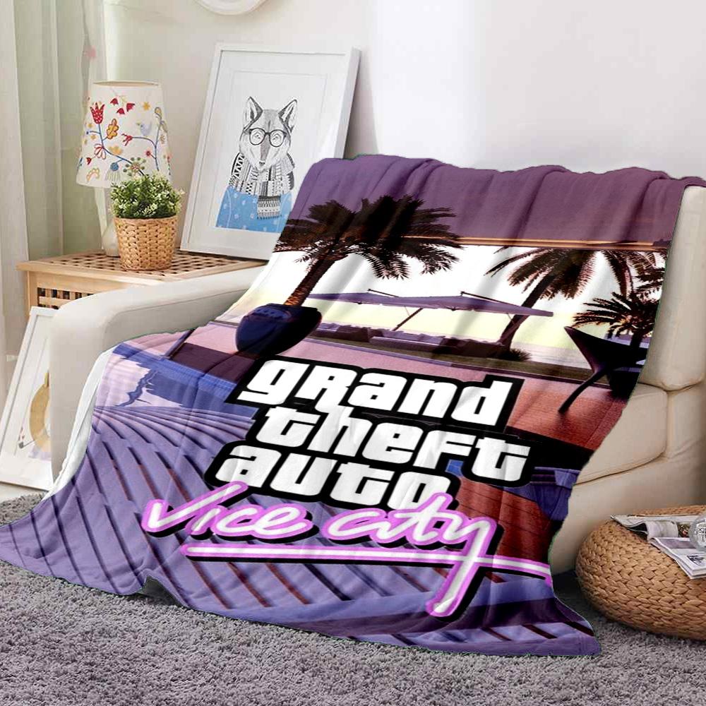 Vice City Paradise Flannel Blanket Throw Blanket Soft Warm Sofa Bed Camping Home Decor Unique Christmas Gift C9211681