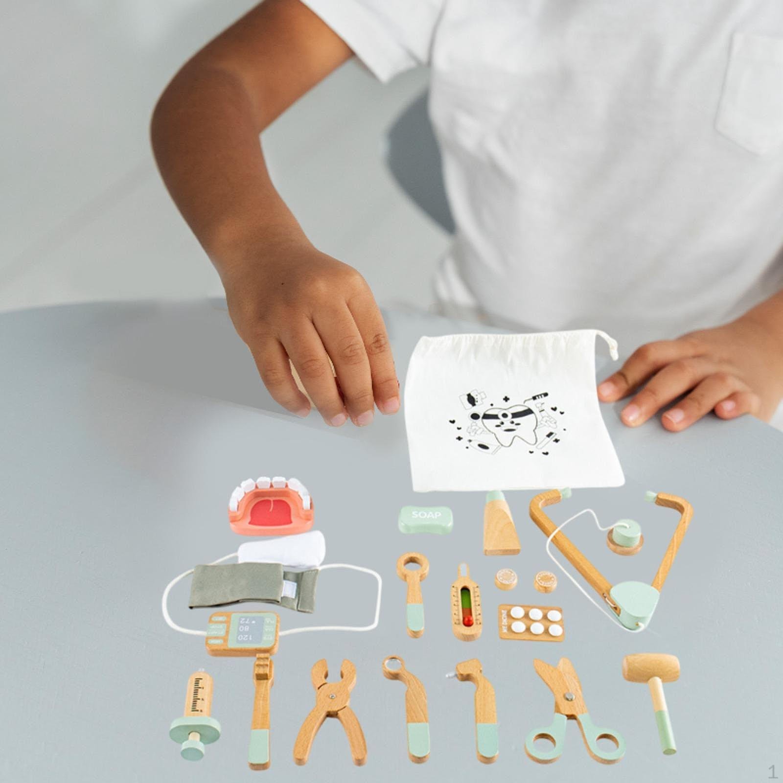 

17 предметов Детский набор доктора Детская сумка Моторика Медицинский набор Игра понарошку зелёный