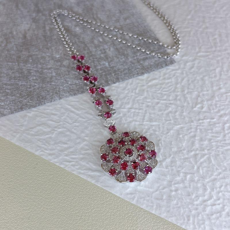 SACE GEMS 925 Sterling Silver Certified 3MM Natual Garnet Pendant Necklaces for Womne Engagement Cocktail Party Fine Jewelry