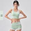 Women's Summer Yoga Suit Set - Cool Spicy Color Block Tank with Chest Pads for Fitness and Pilates