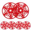 6Pcs Christmas Felt Coasters Round Nonslip Heat Resistant Cup Pads Xmas Snowflake Design Coaster for Dining Table
