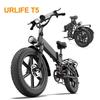 URLIFE T5 20-inch Folding Electric Bike,250W Motor,48V 13Ah Removable Battery,20x4.0 Fat Tires,Full Suspension, Shi-ma-no 7-Speed