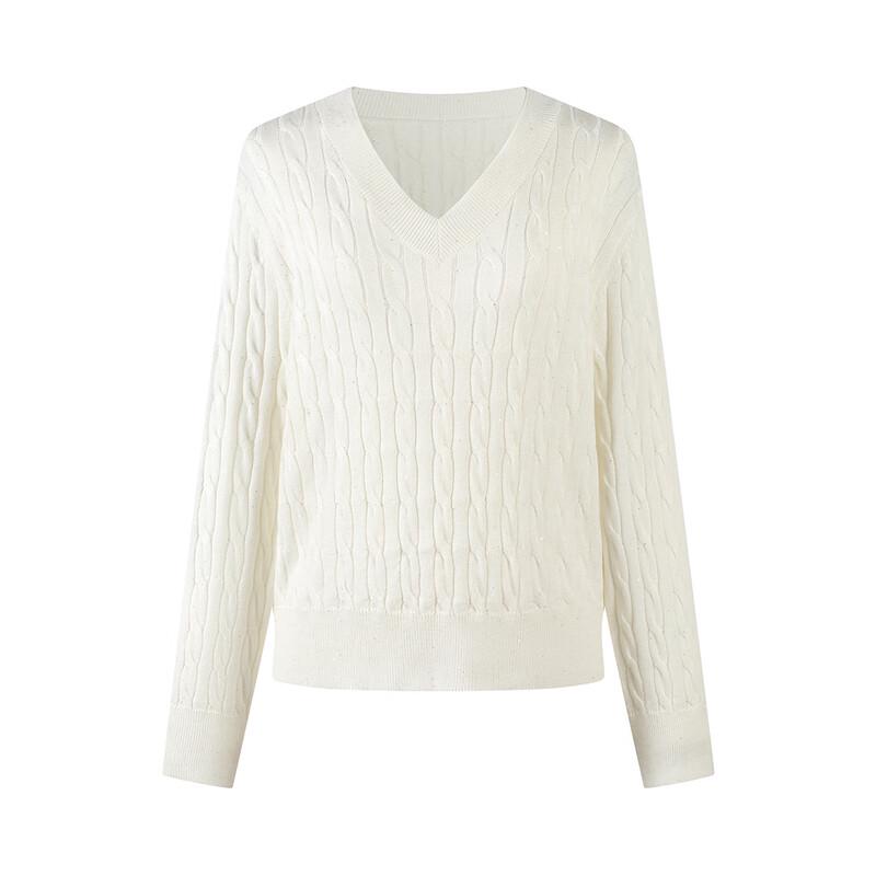 FivePlus Women's V-Neck Long Sleeve Knit Top