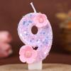 Flower Numbers Birthday Candles Party Cake Decoration One Year Old DIY Handmade Candles 0-9