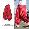 Outdoor Brand Pants for Men Lce Silk Dragon Dark Flower Loose Bloomers High Quality Wide Leg Casual Trousers Male