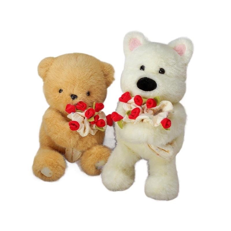 Orso rosa bambola peluche coniglio che tiene rosa bambola calmante regalo confessione Festival Qixi femminile