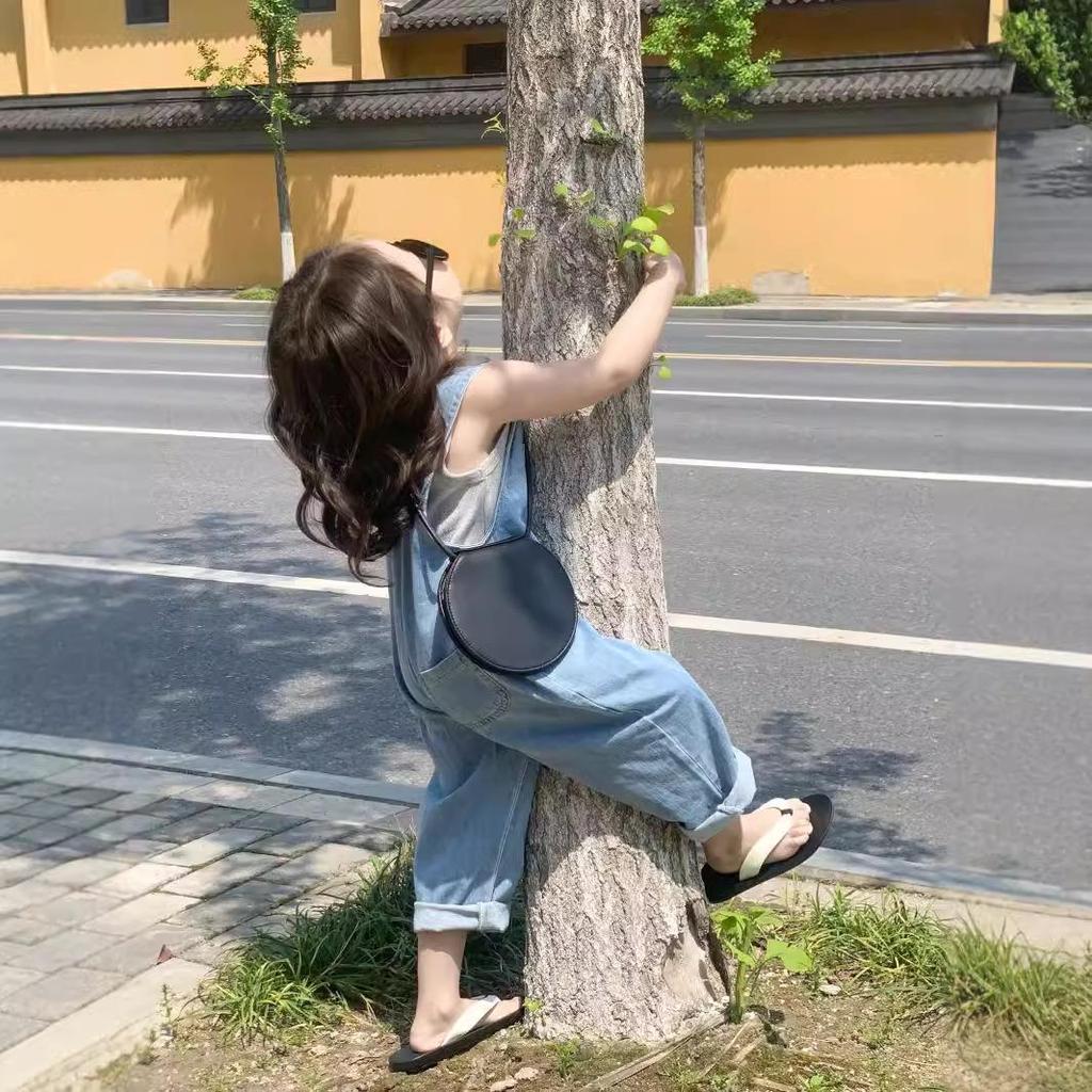 Girls' Denim Overalls with Gray Vest - Clearance, No Returns/Exchanges