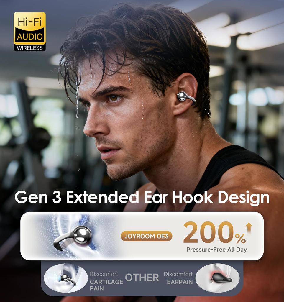 King Lucky Ear Cuff Bluetooth Wireless IPX5 Ear Innovative OWS Air Conduction Bone Conduction No Ear Made in Sound Quality for Exercise and with ENC