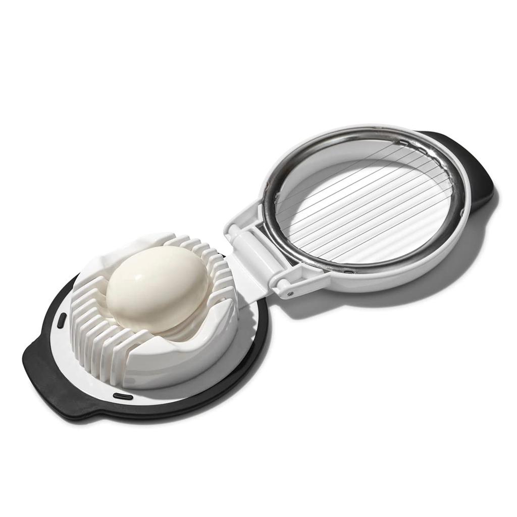 OXO Simple Egg Slicer Cuts Boiled Cuts Eggs and Minces Easy To Cut Eggs Without Crushing Them Dishwasher Safe Eggs, Vertically, Horizontally,