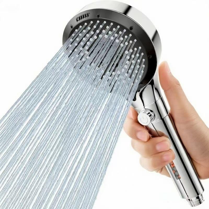 High Pressure Filtered Shower Head 6 Spray Modes with ON/OFF Switch Button Anti-Clog Nozzles Handheld Shower Head for Bathroom (as the picture,ABS Plastic)