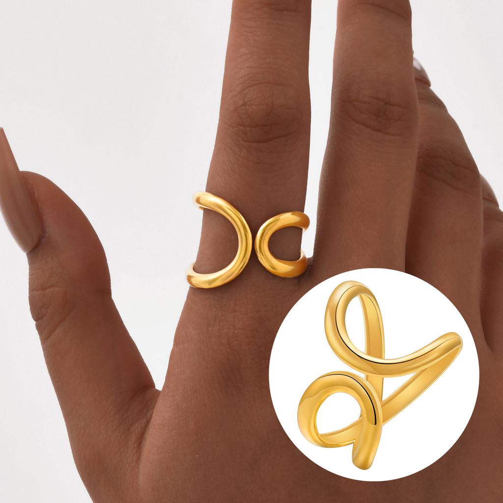 Bagues Ouvertes Imperméables en Acier Inoxydable Réglables pour Femmes, Bague Géométrique Irrégulière Minimaliste Cadeaux d'Anniversaire