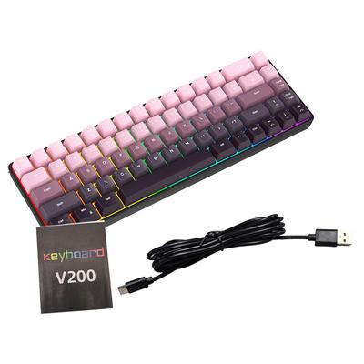 68 Key Gradient Color Wired Keyboard with Adjustable RGB Backlit Injection Keycap for Gaming