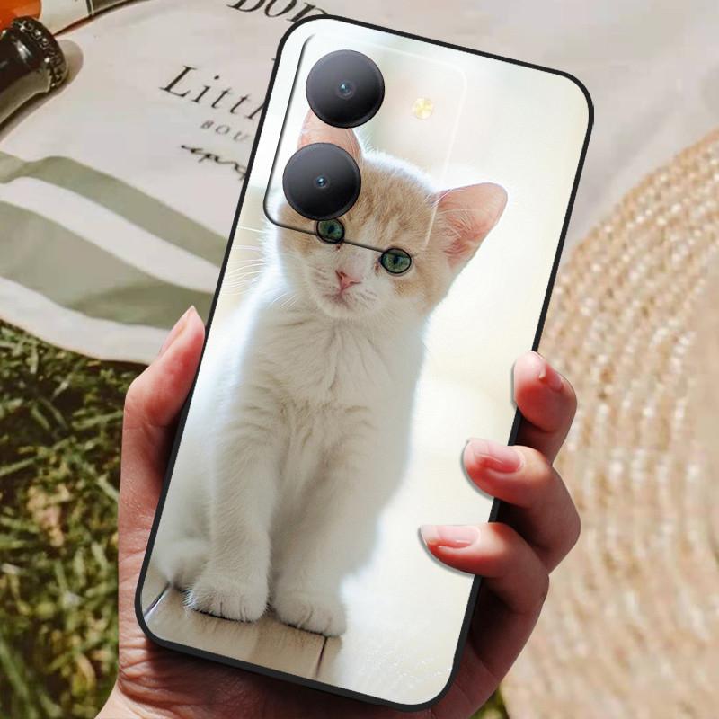 Para Capa Vivo Y36 5G Capa Preta À Prova de Choque Silicone Macio Capas Traseiras Para Vivo Y36 4G V2247 Capa de Telefone Y 36 5G Capa Leão Lobo