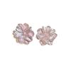 Silver Needle Pink Flower Stud Earrings - Mori Style, Cute, and Versatile Niche Fashion Design for Women