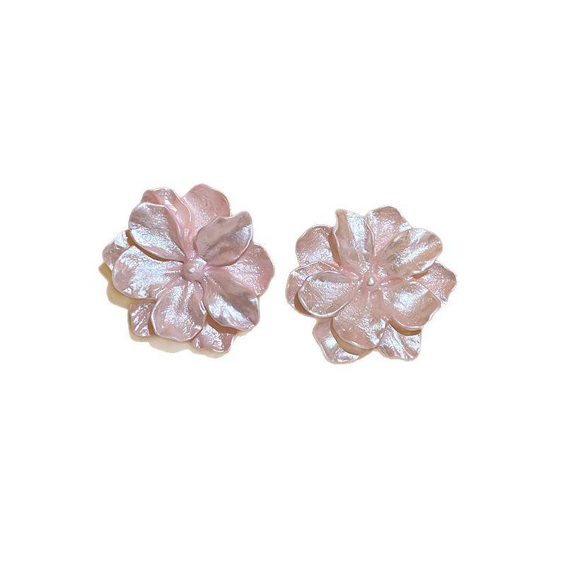 Silver Needle Pink Flower Stud Earrings - Mori Style, Cute, and Versatile Niche Fashion Design for Women