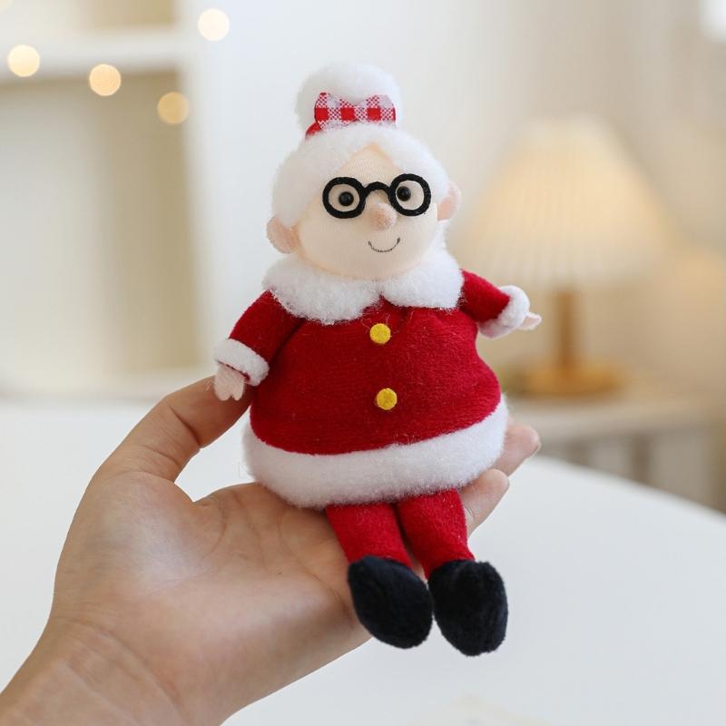 Santa And Snowman Sitting Plush Dolls Christmas Decorative Ornament For Home Office Party Gift
