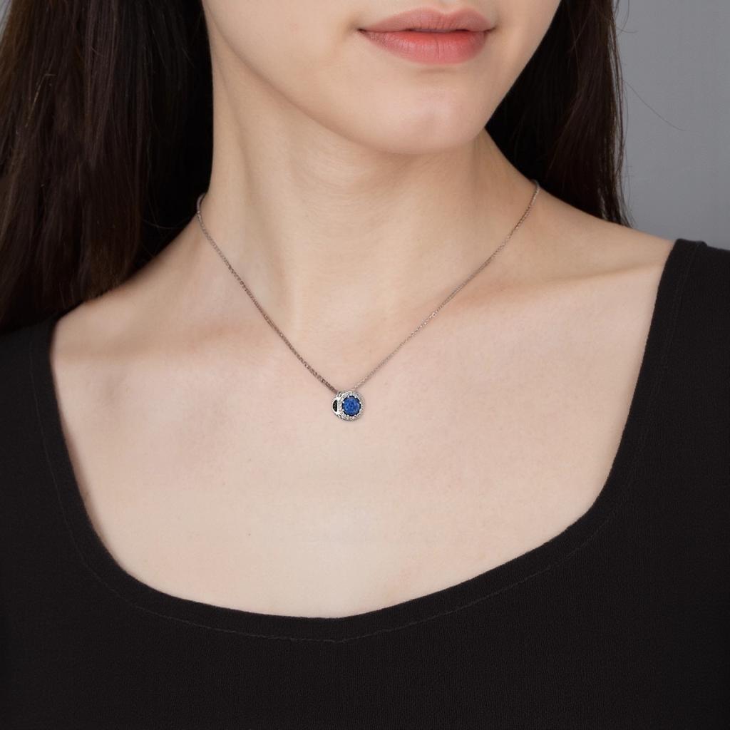 Pandora Brilliant Deep Blue Bead 925 Silver Necklace Women necklace 791725NMB