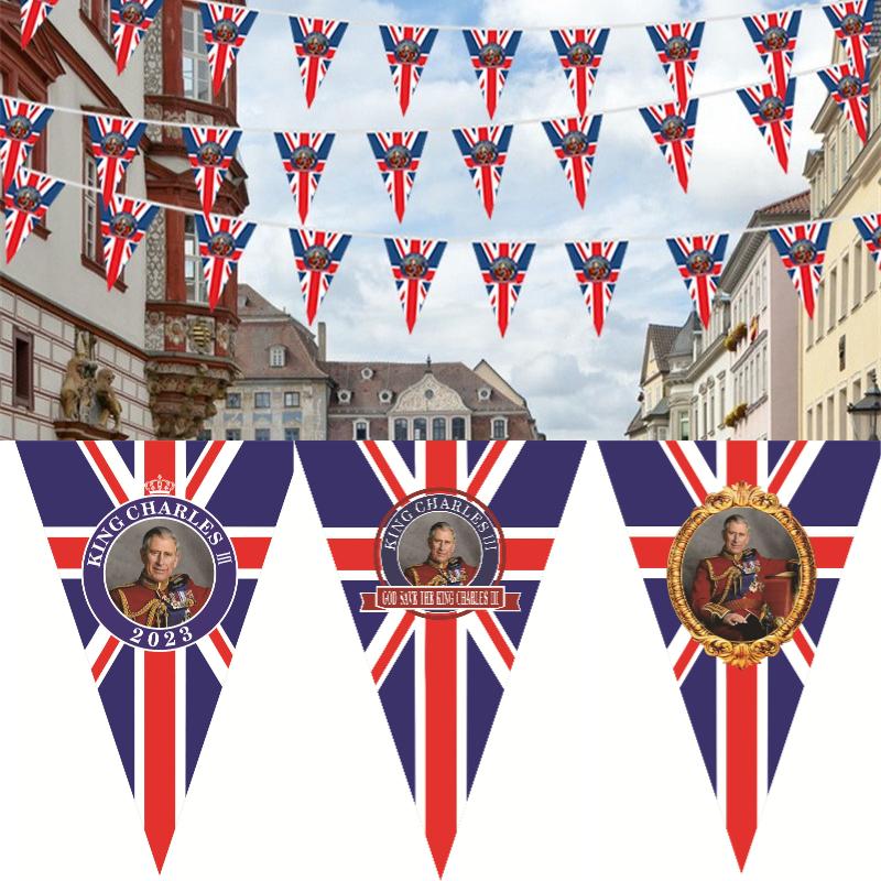 Charles King Iii Flag Banner Uk Coronation Ceremony Party Supplies Decoration